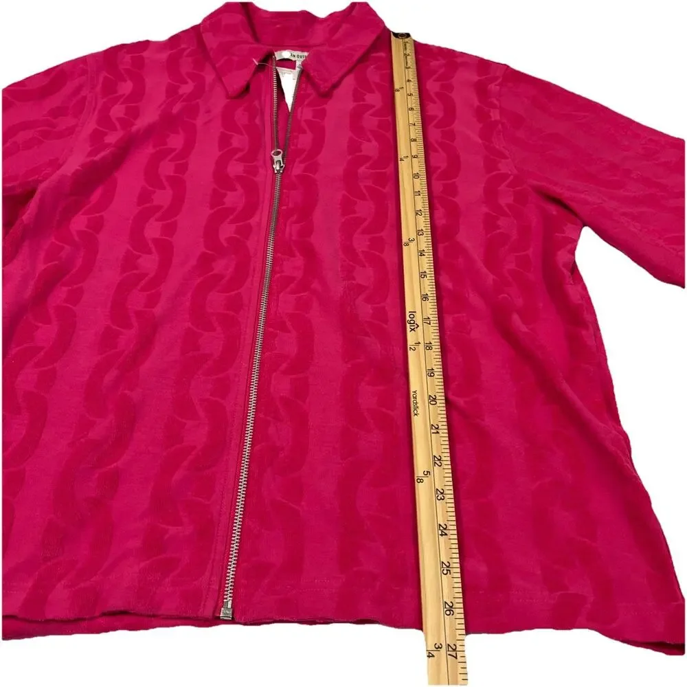 NWT Urban Outfitters Shirt Mens Large Pink Terry Chain Link Zip Up Casual Retro